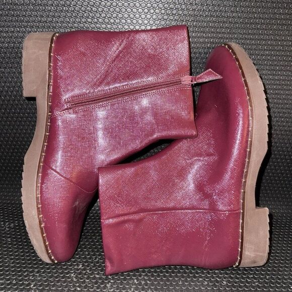 FitFlop Mari Safferano Ankle Zip-Up Burgundy Studded Booties Women’s Size 10 - Picture 5 of 8